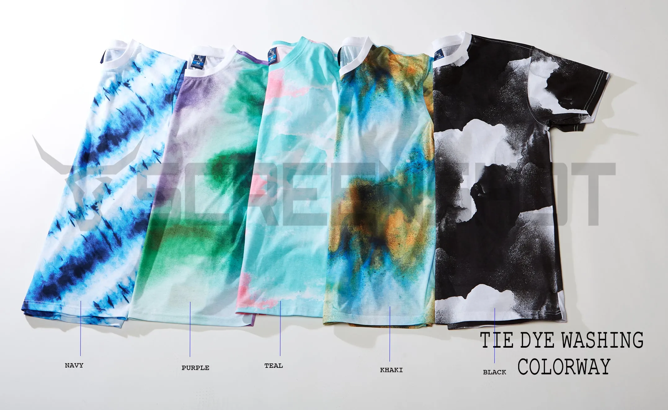 S11012-TIE DYE PRINT T-SHIRTS (TEAL)