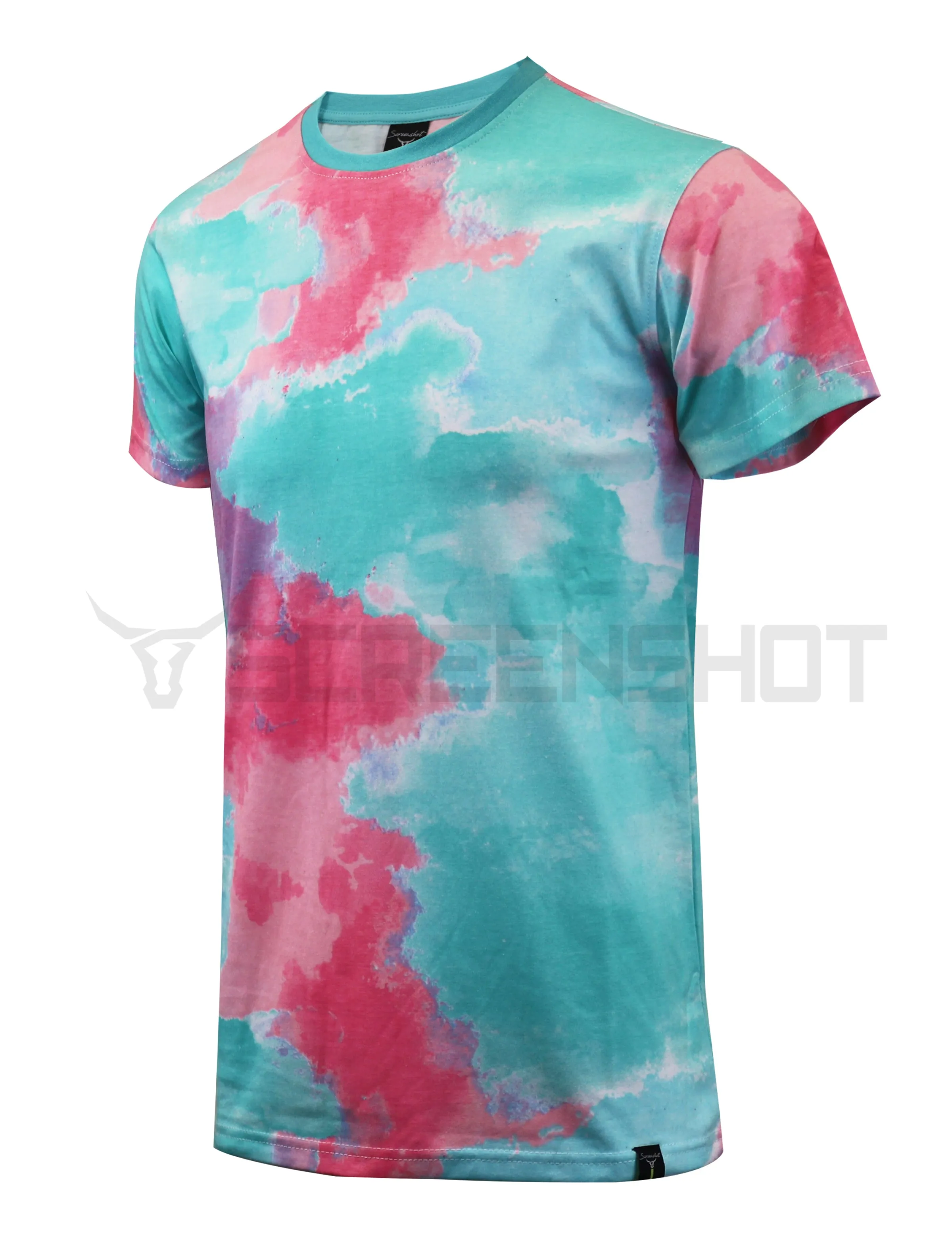 S11012-TIE DYE PRINT T-SHIRTS (TEAL)