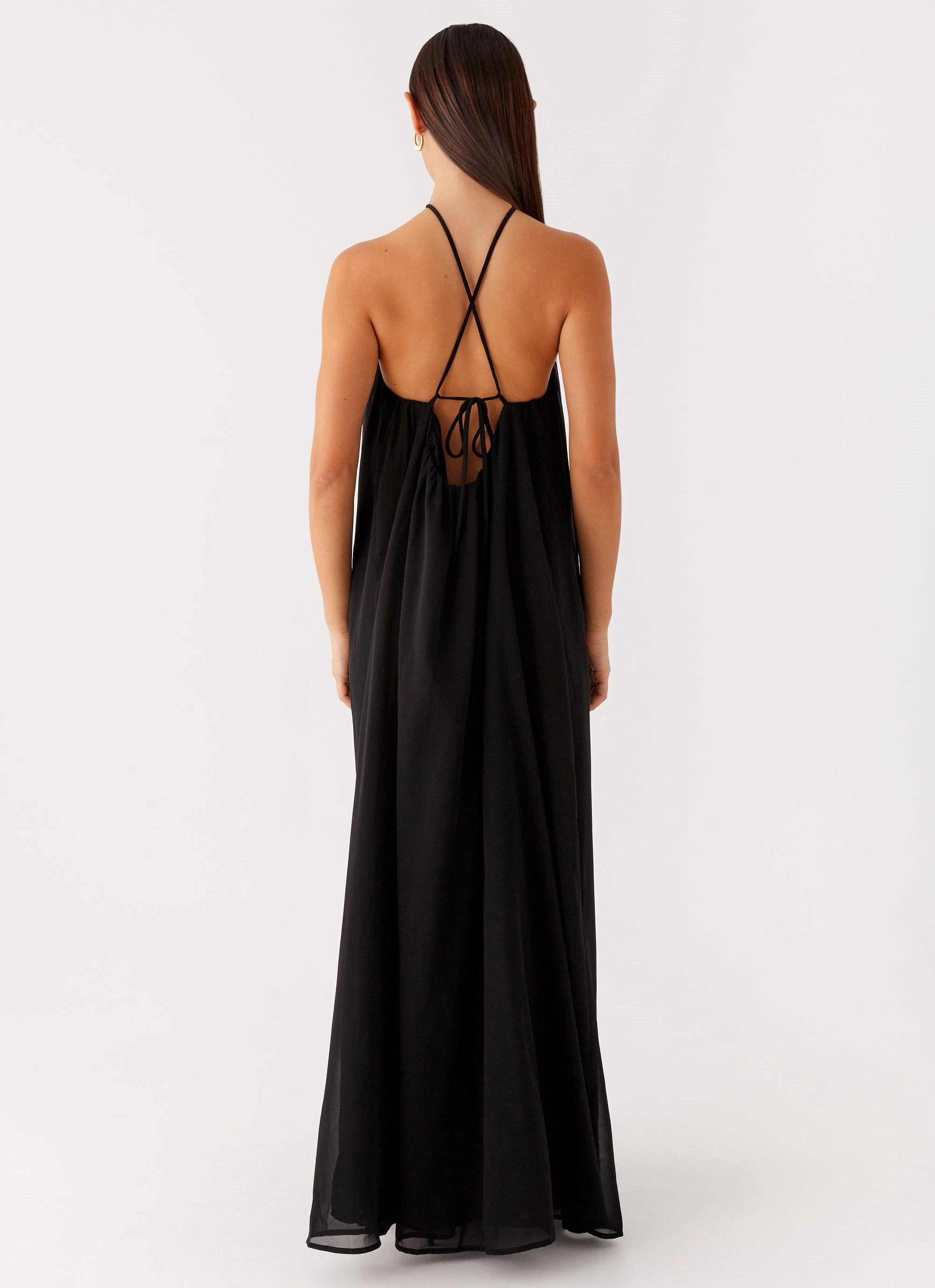 Spring Vibe Light Cloud Saba Maxi Dress - Black