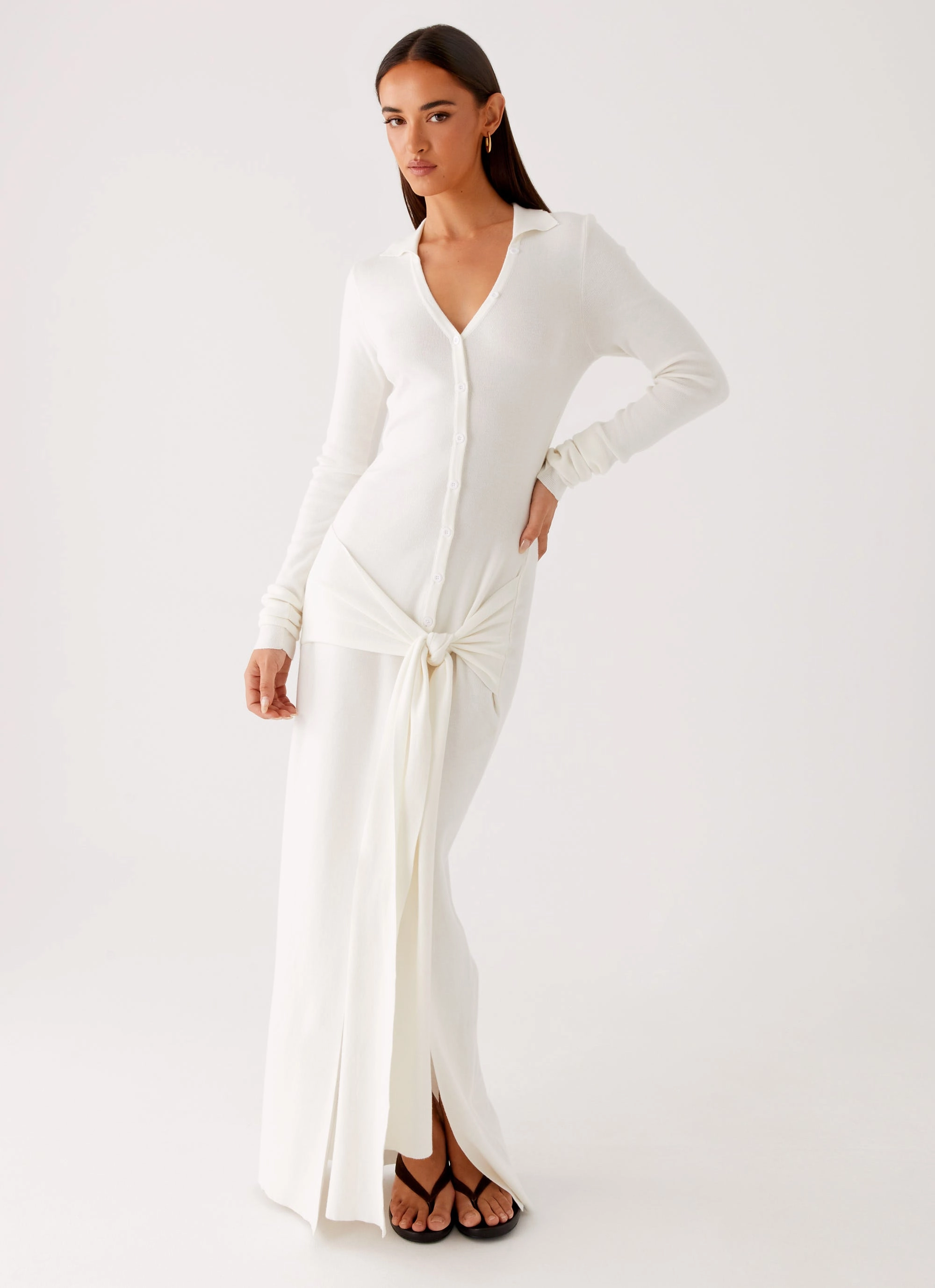 Effortless Vibe Sabetha Knit Maxi Dress - White