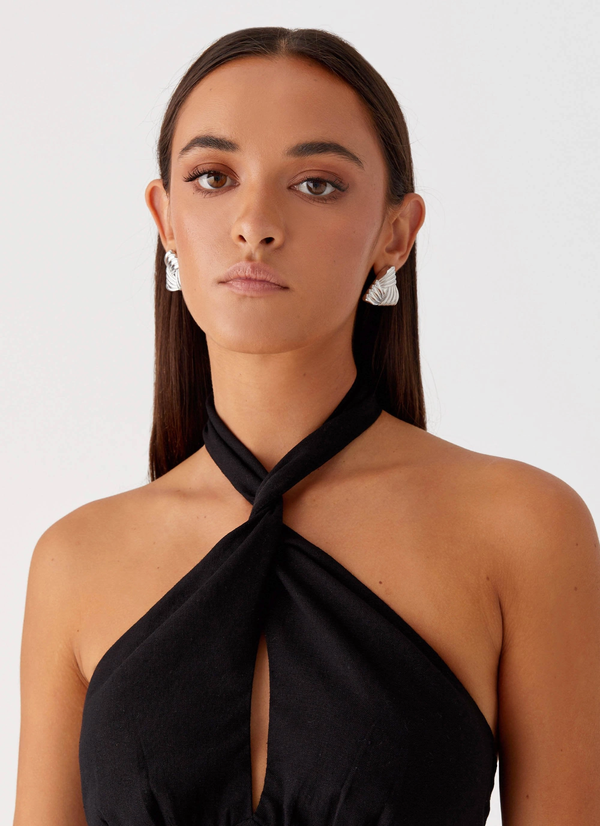 Minimalist Fit Smooth-Lining Sabine Linen Mini Dress - Black