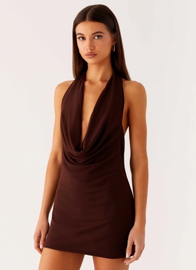 Pure Fabric Saffron Skies Mini Dress - Chocolate