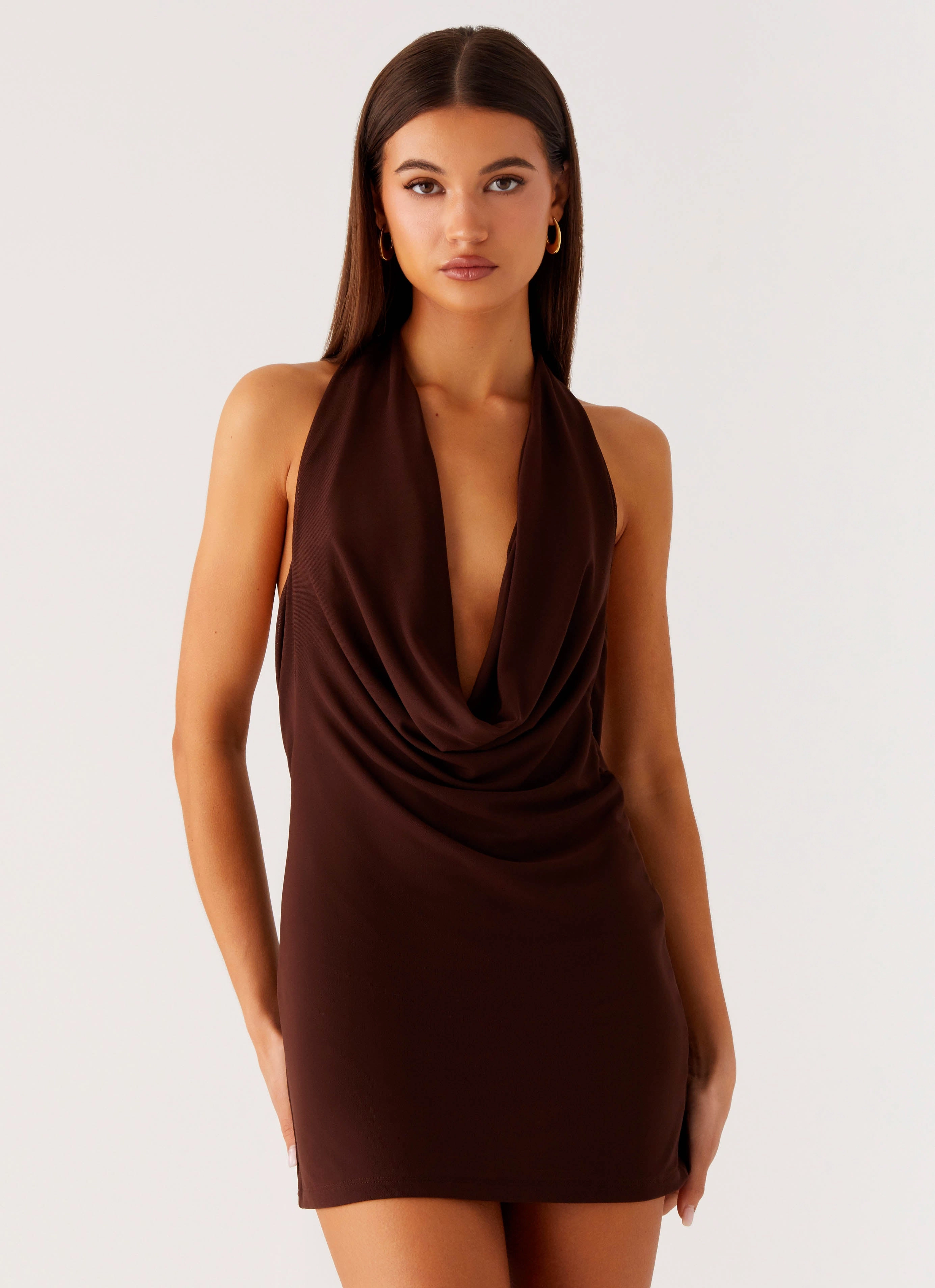 Saffron Skies Mini Dress - Chocolate Bold Pattern