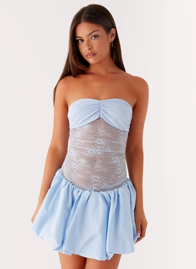 Safina Bubble Mini Dress - Blue Flow Friendly Timeless Cut