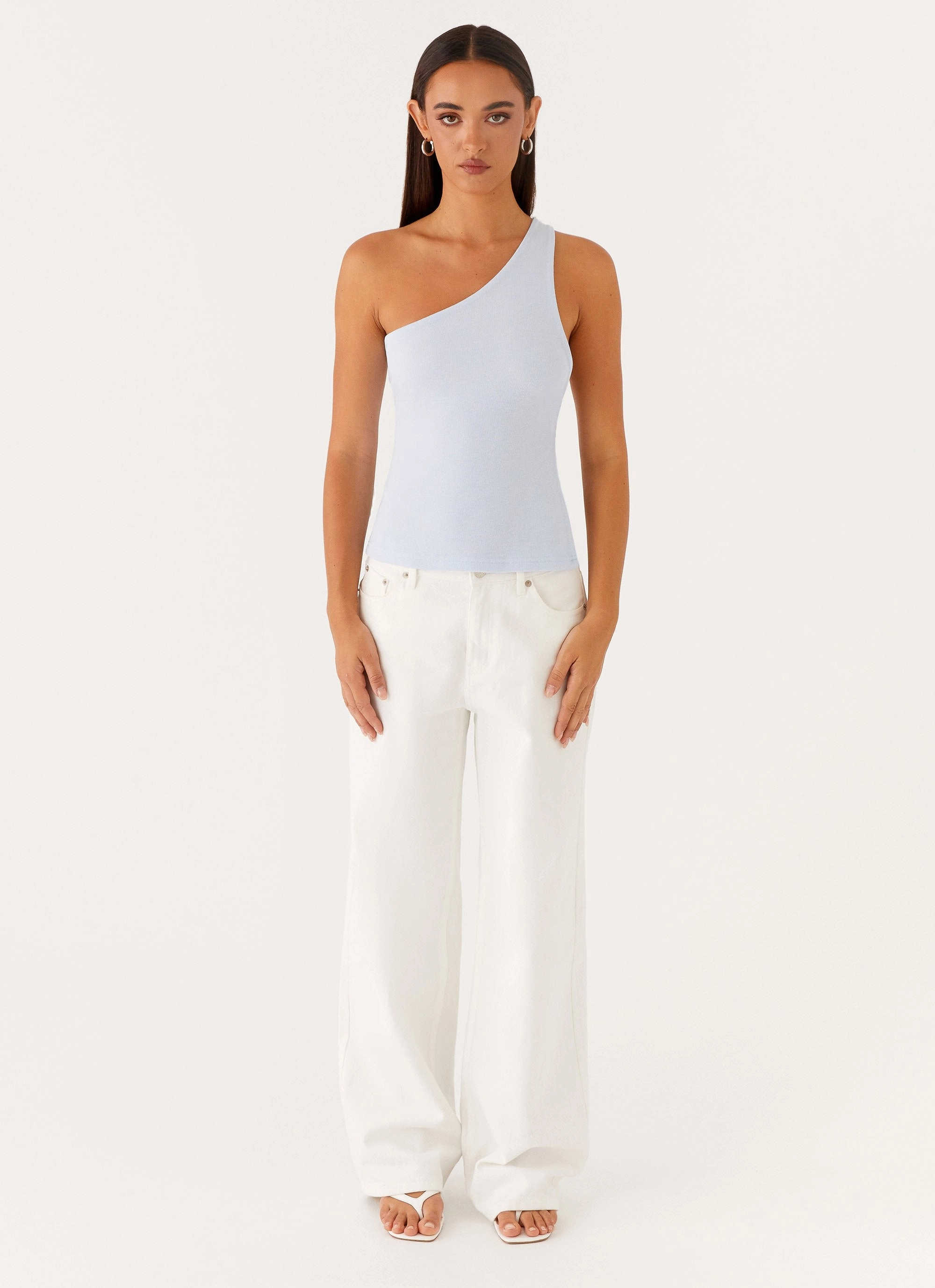 Buttery Soft Handfeel Safiya One Shoulder Top - Blue