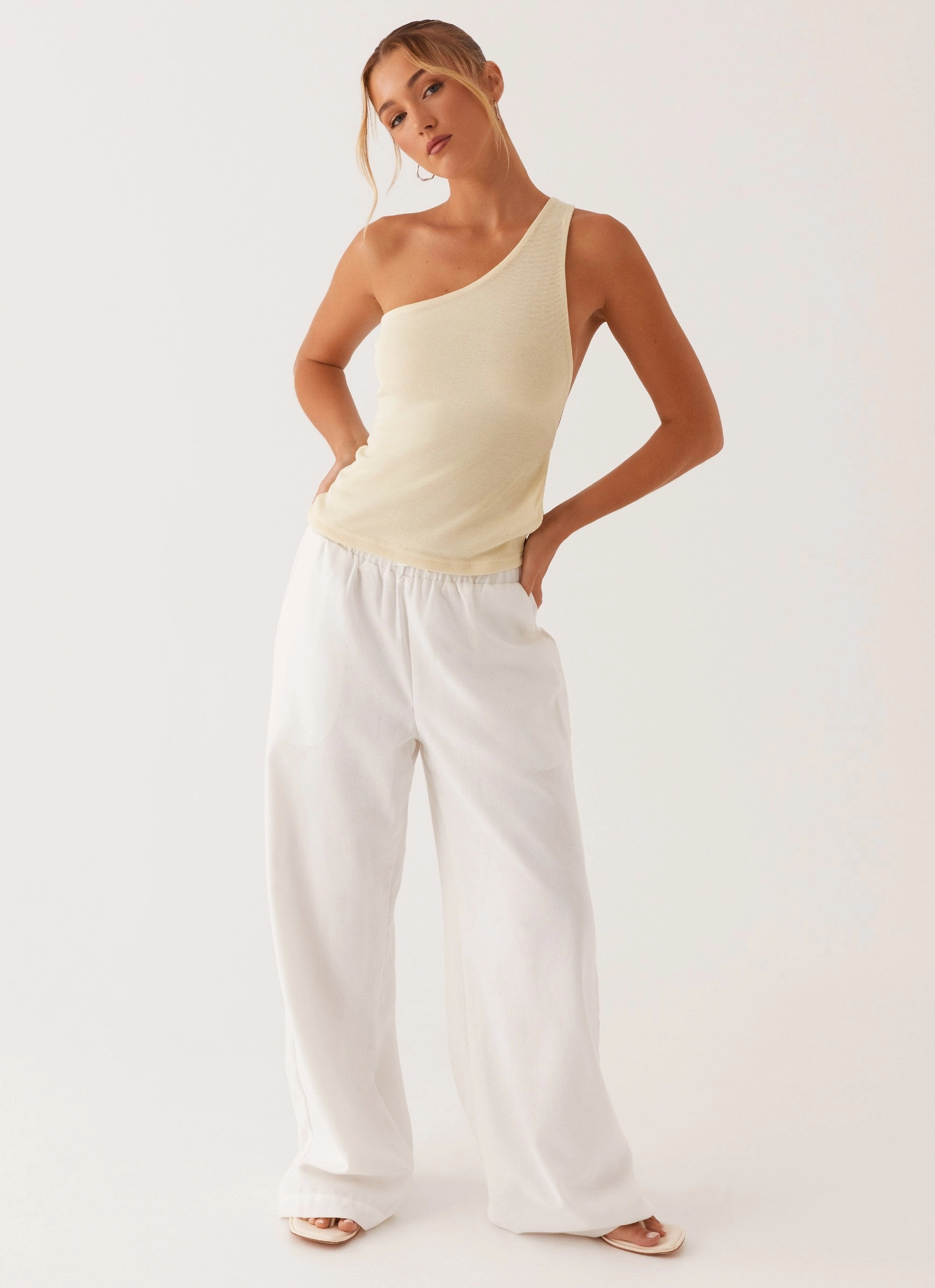 NoRoll Hem Technology Safiya One Shoulder Top - Yellow