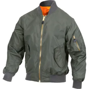 Sage Green - Lightweight Air Force MA-1 Bomber Flight Jacket - Enhanced Nylon - Men's