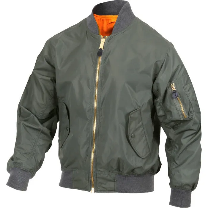Sage Green - Lightweight Air Force MA-1 Bomber Flight Jacket - Enhanced Nylon - Men's
