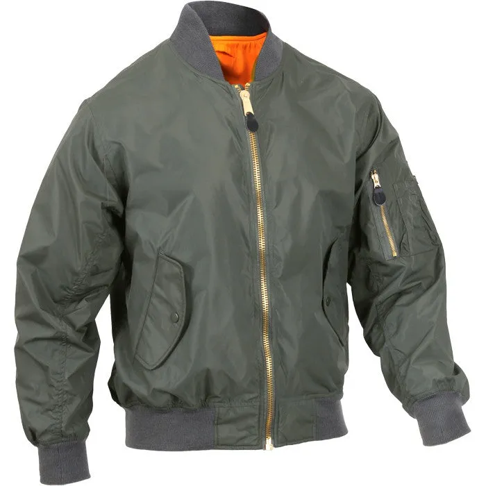 Sage Green - Lightweight Air Force MA-1 Bomber Flight Jacket - Enhanced Nylon - Men's