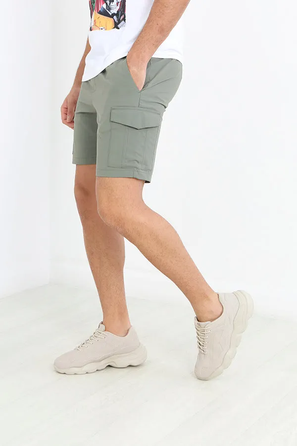 SAGE VELCRO POCKET DETAIL TASLAN CARGO SHORTS