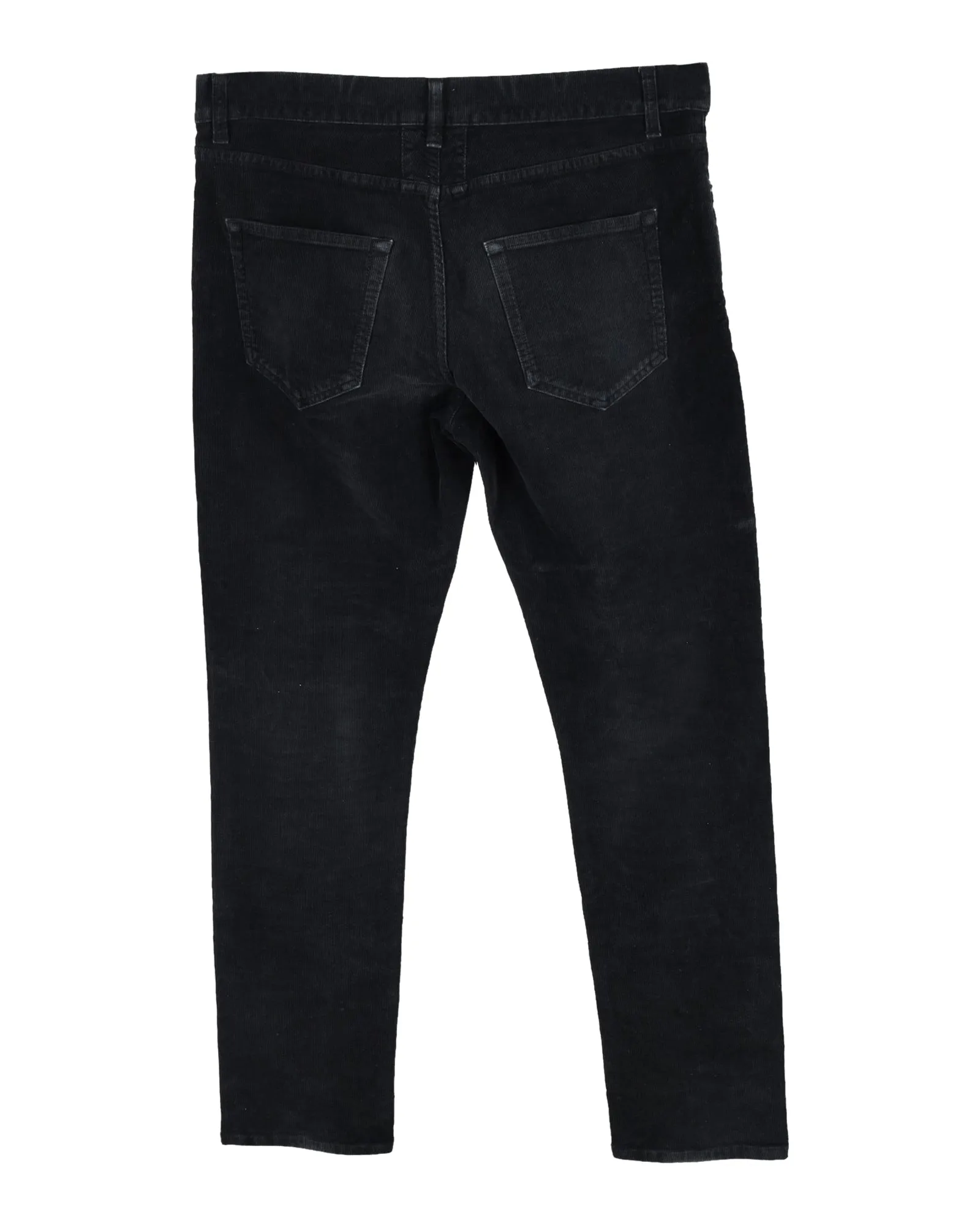 Saint Laurent Straight-Leg Corduroy Trousers in Black Cotton