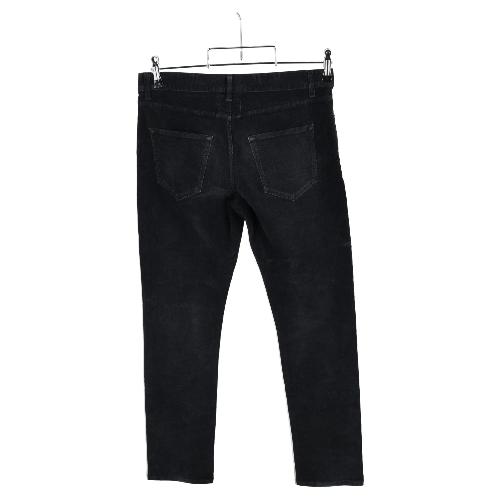 Saint Laurent Straight-Leg Corduroy Trousers in Black Cotton