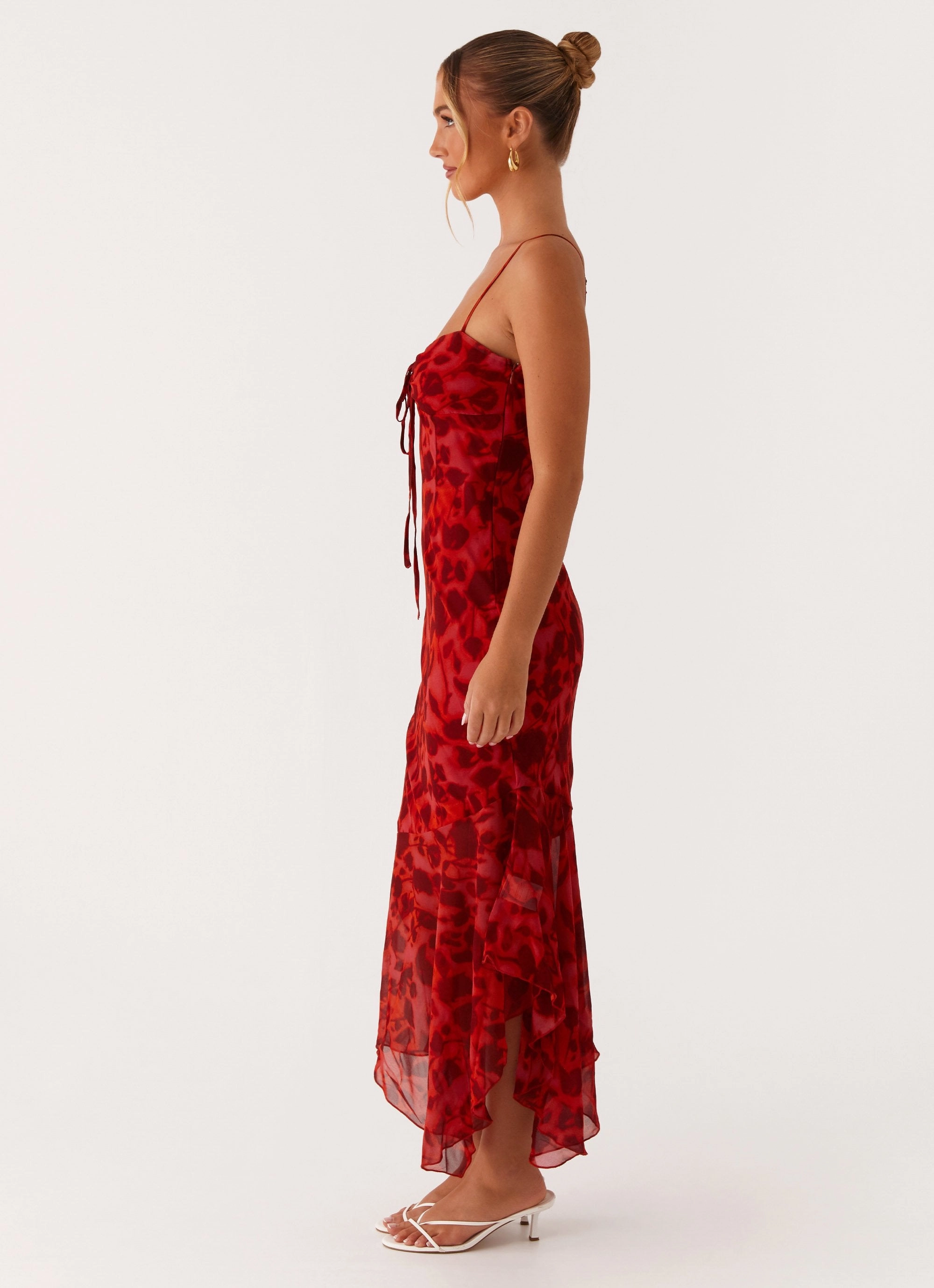 Everyday Movement Light Silhouette Sally Midi Dress - Deep Red Floral