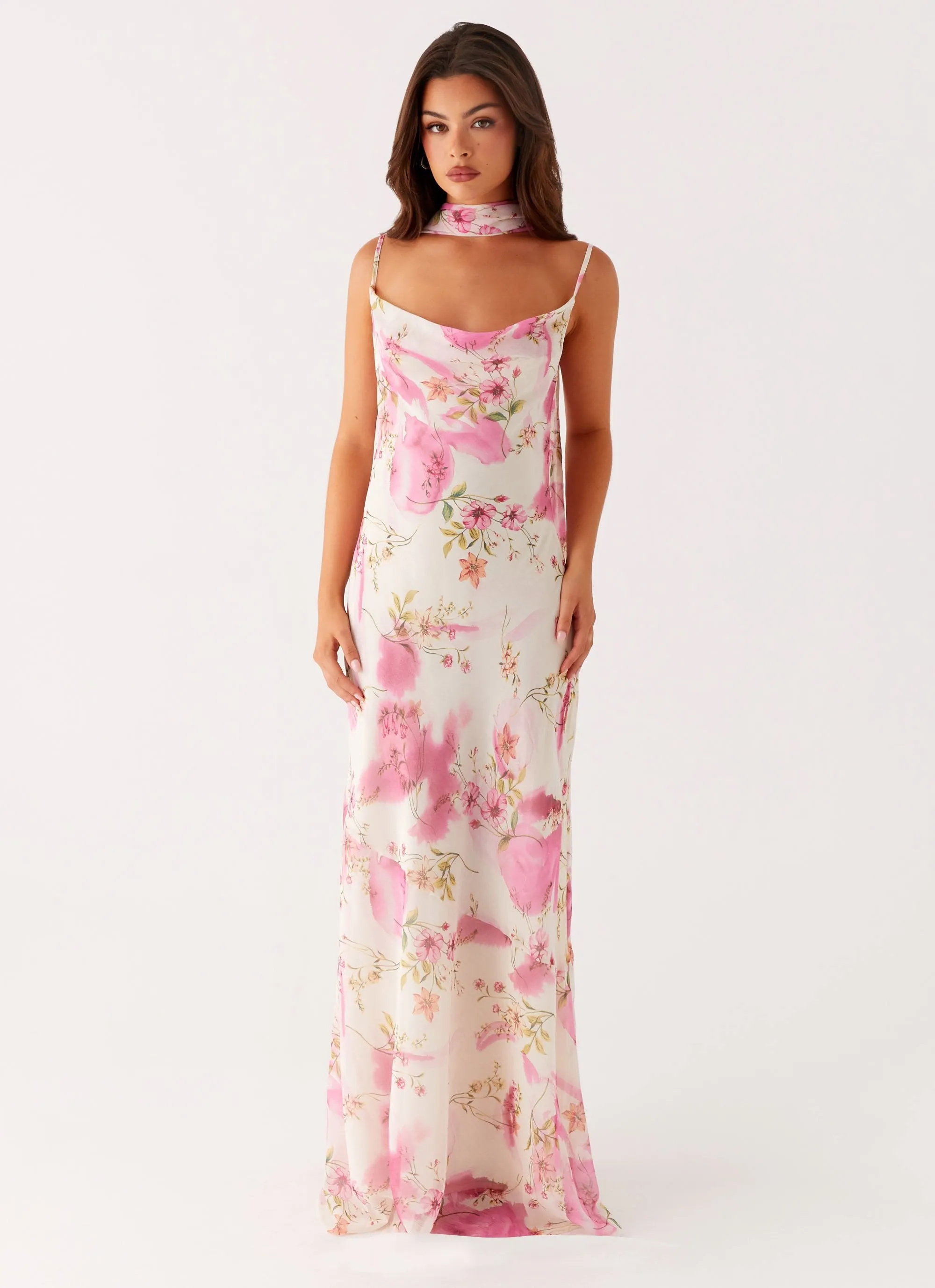 Chill Mode Spencer Maxi Dress - Ivory Floral Print