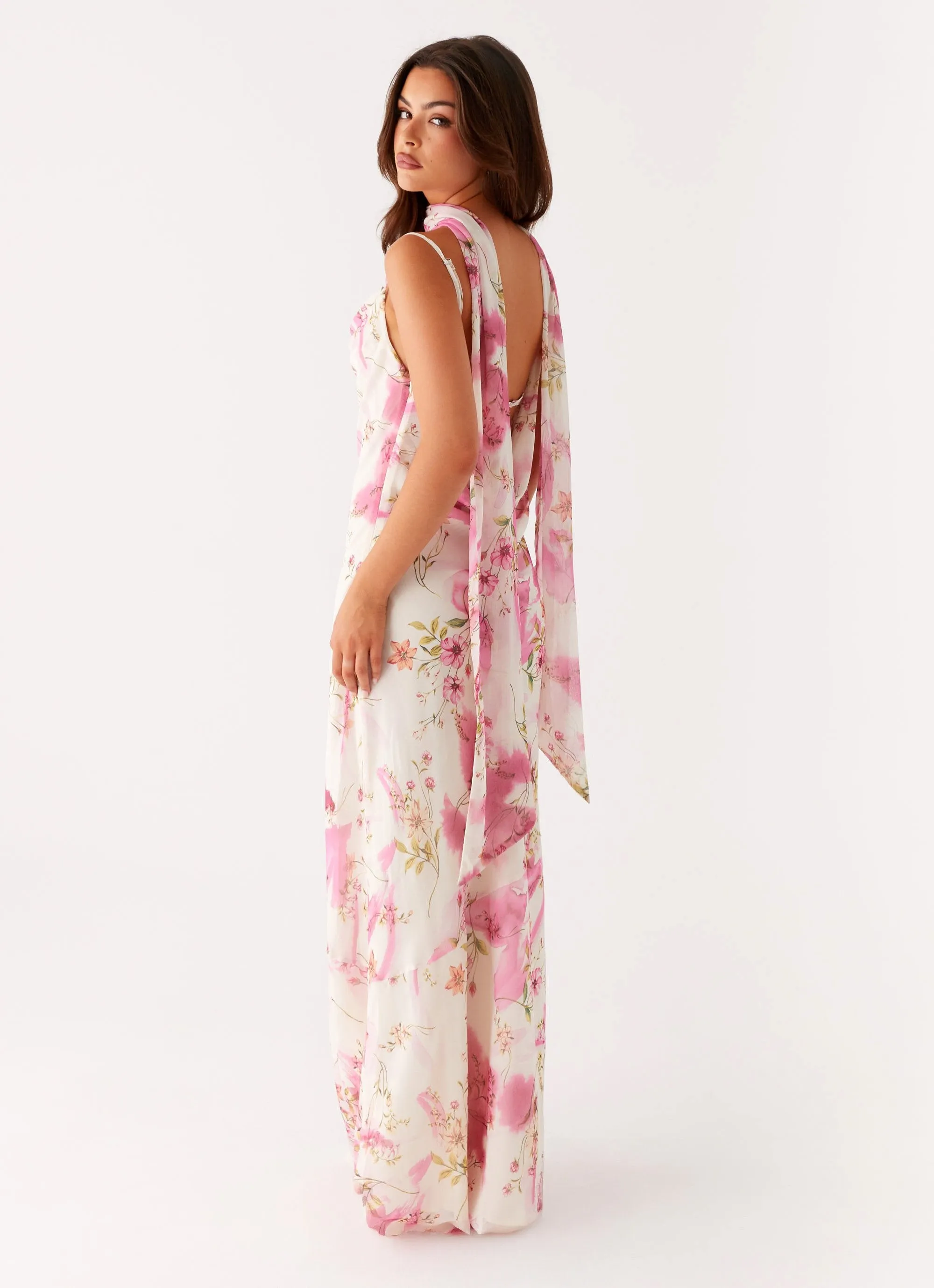 Silky Mood Spencer Maxi Dress - Ivory Floral Print