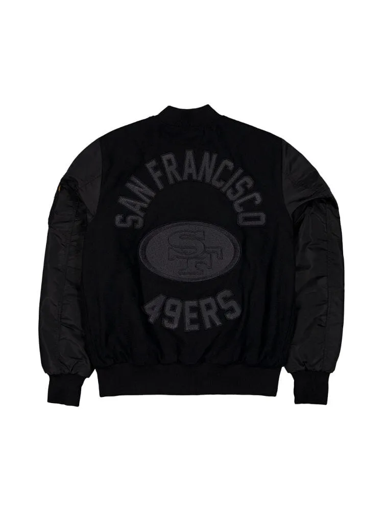 SAN FRANCISCO 49ERS X ALPHA X NEW ERA WOOL VARSITY MA-1 BOMBER JACKET