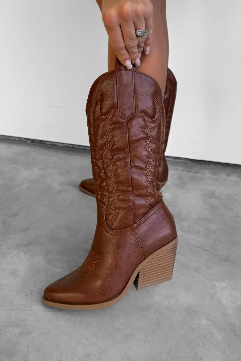 SANDY Cowboy Western Boots - Camel