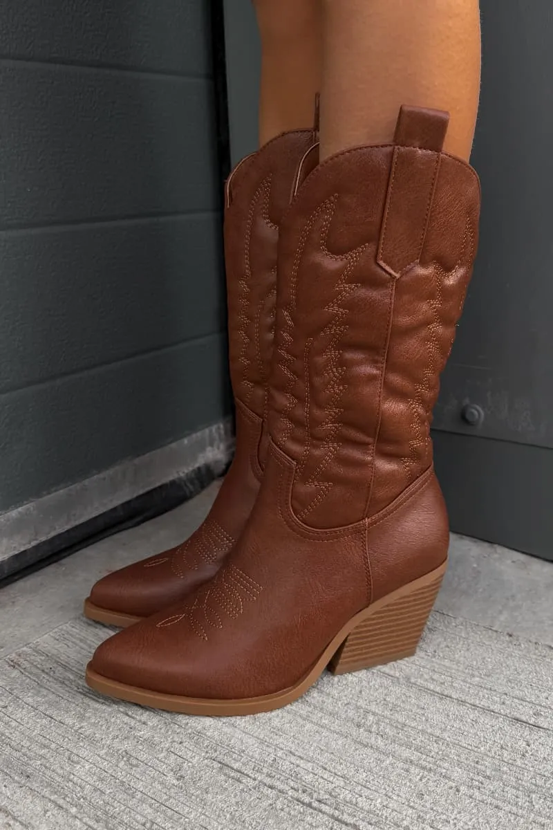 SANDY Cowboy Western Boots - Camel