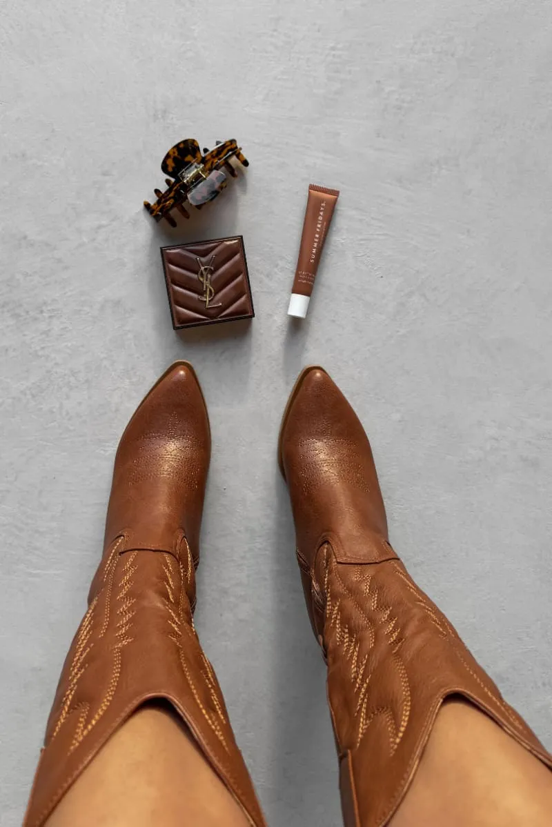 SANDY Cowboy Western Boots - Camel