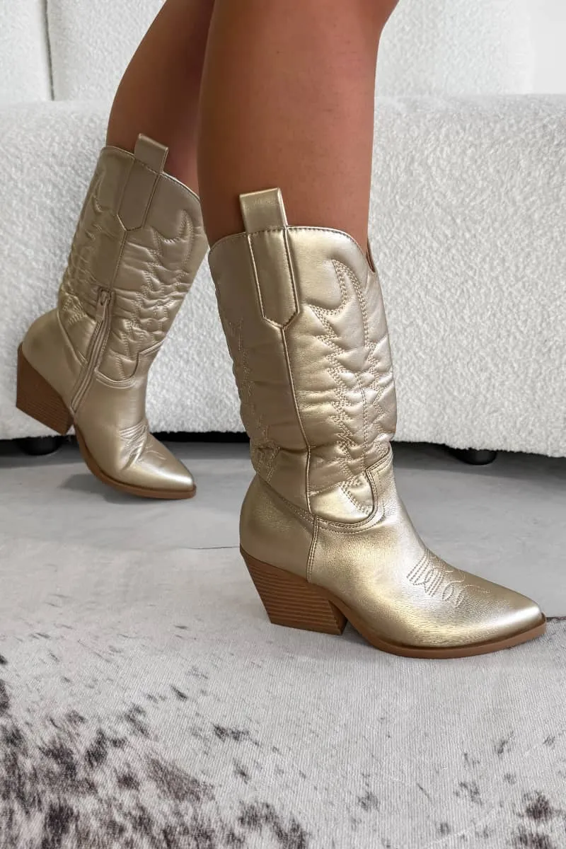 SANDY Cowboy Western Boots - Gold
