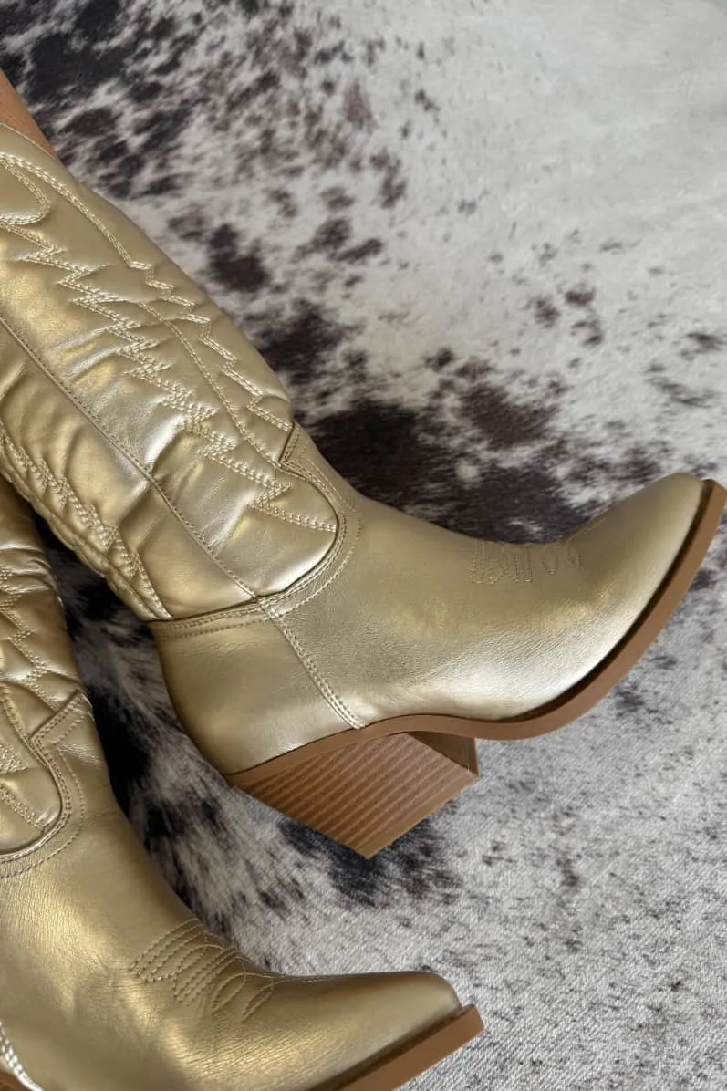 SANDY Cowboy Western Boots - Gold