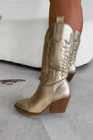 SANDY Cowboy Western Boots - Gold