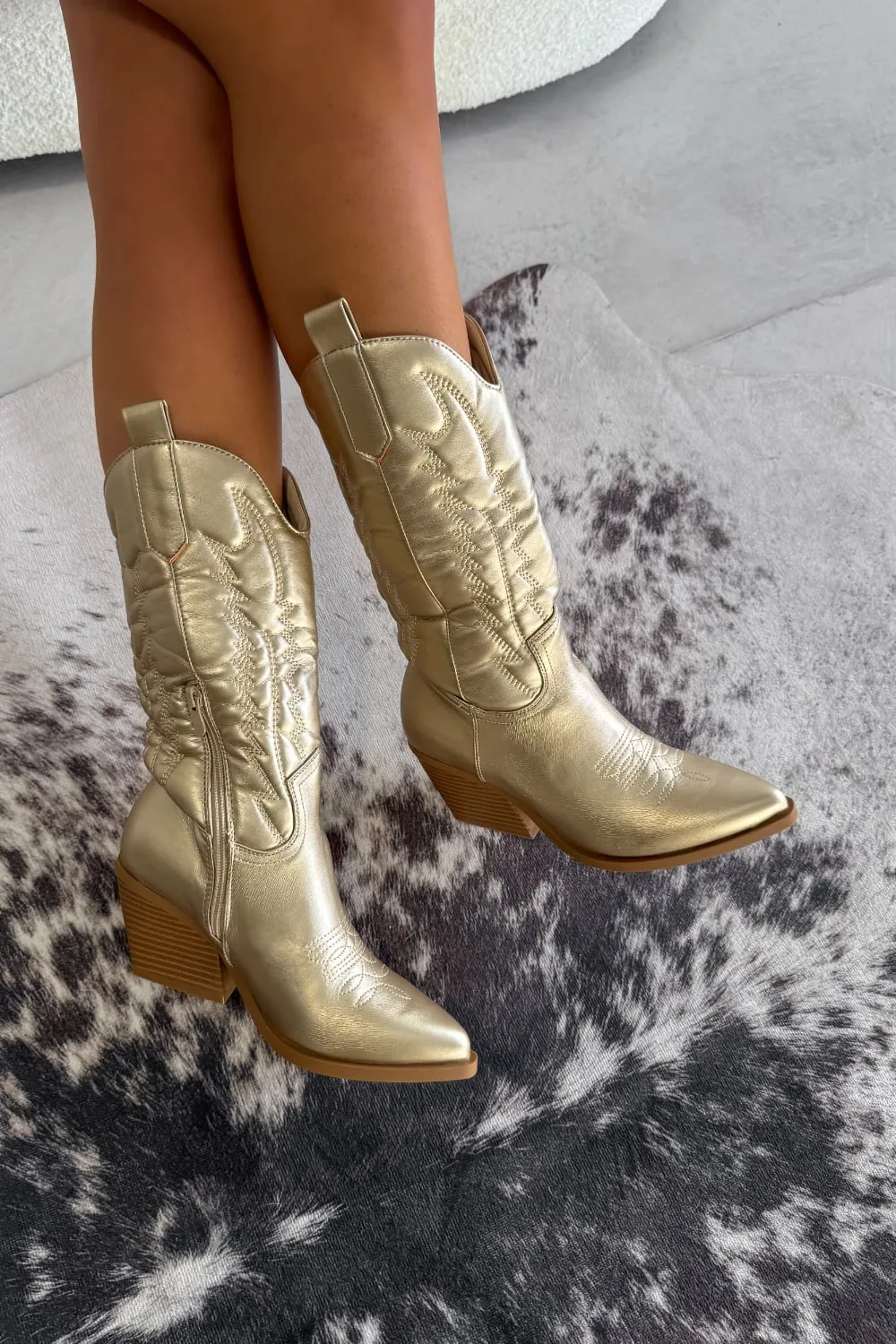 SANDY Cowboy Western Boots - Gold