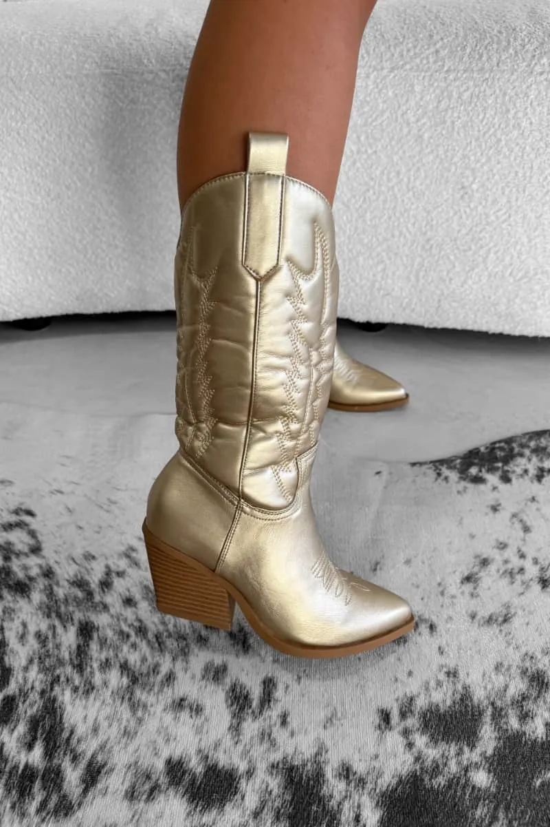 SANDY Cowboy Western Boots - Gold