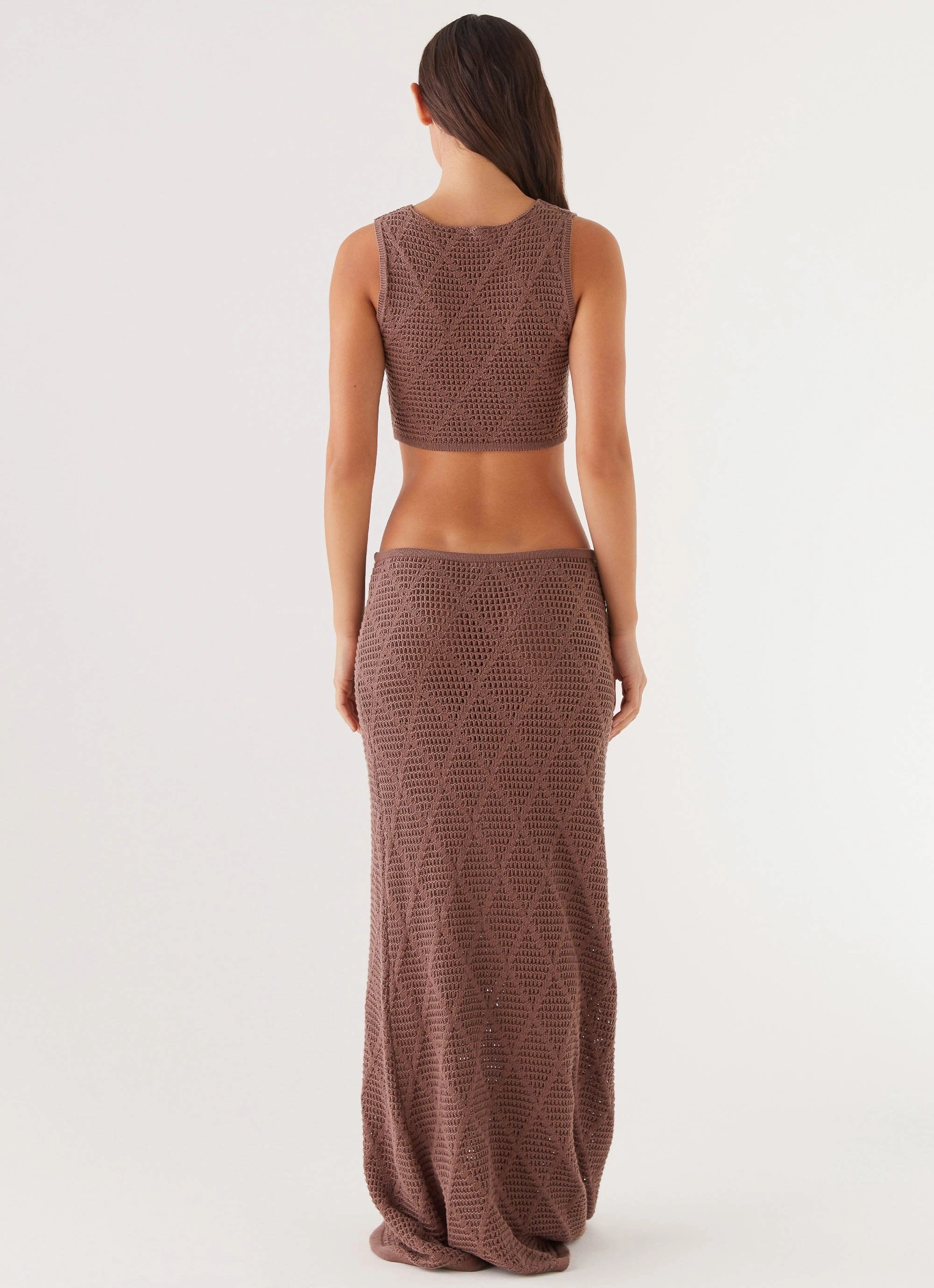 Santonio Crochet Crop Top - Chocolate Soft Interior Cozy Lining
