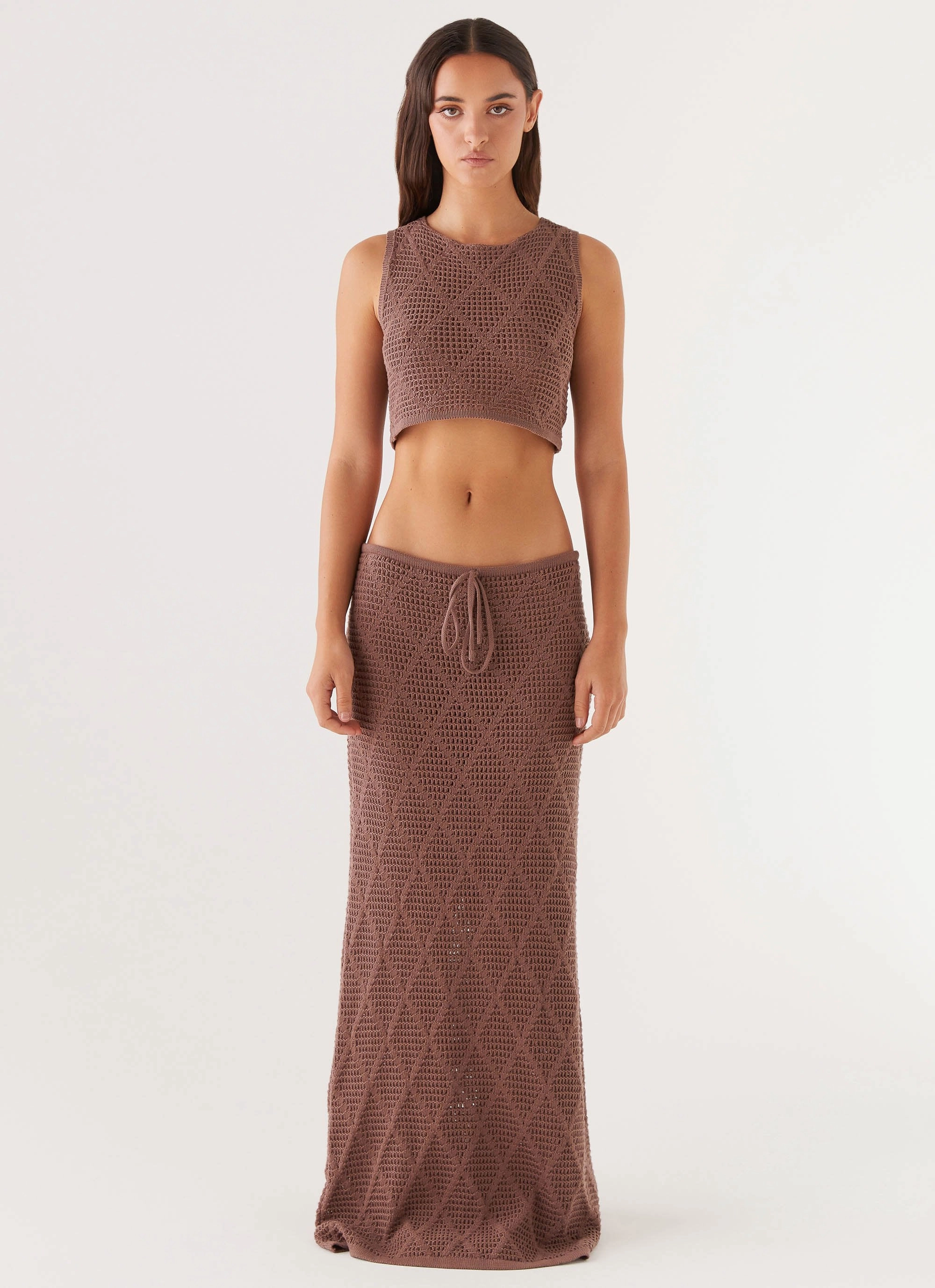 Santonio Crochet Crop Top - Chocolate UltraSoftLining Classic Fit