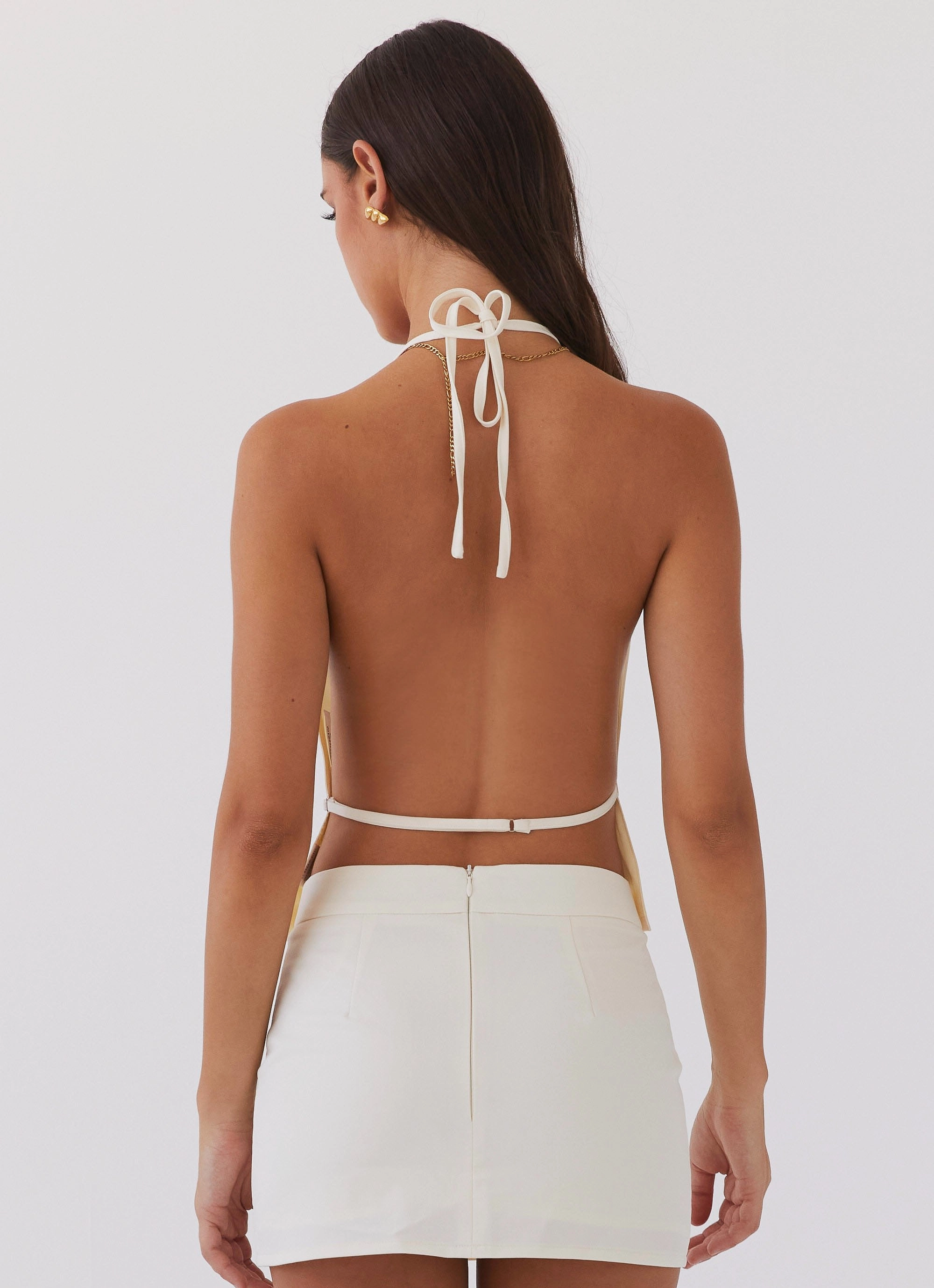 Office Cool Perfect for Travel Sarah Halterneck Vest Top - Ivory