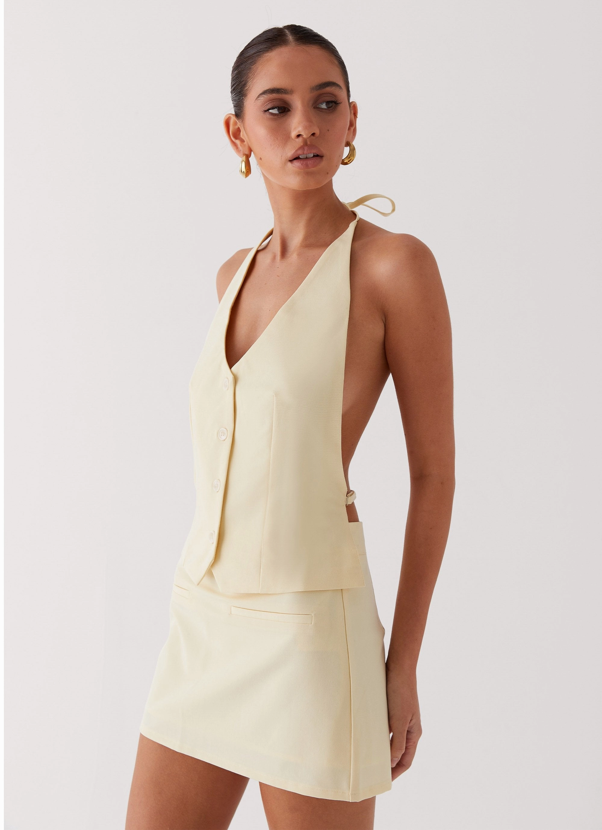 Tropical theme Functional Fashion Sarah Mini Skirt - Butter