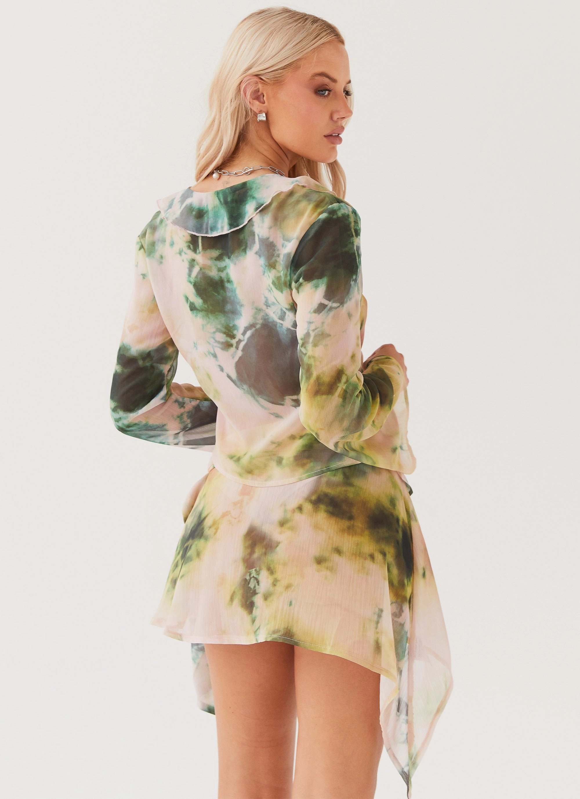 Single Breasted Sariah Tie Mini Skirt - Rainforest