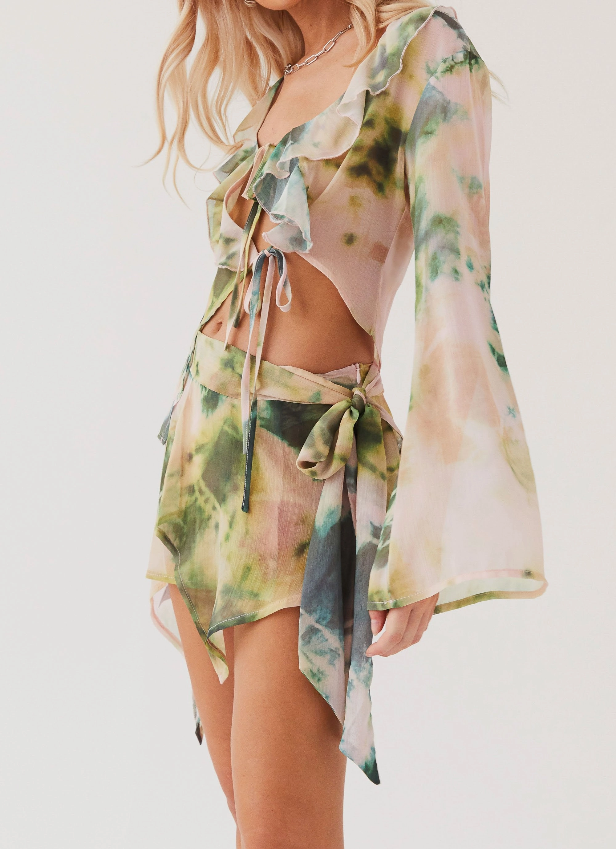 Abrasion Resistant Trim Casual Trend Sariah Tie Mini Skirt - Rainforest