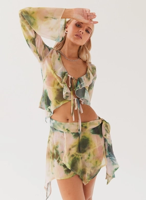 Sariah Tie Mini Skirt - Rainforest NonRestrictive Movement Design