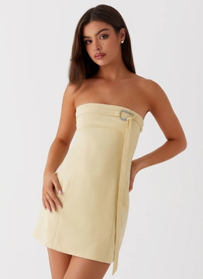 Saskia Mini Dress - Yellow Slim-fit Artistic Vibe