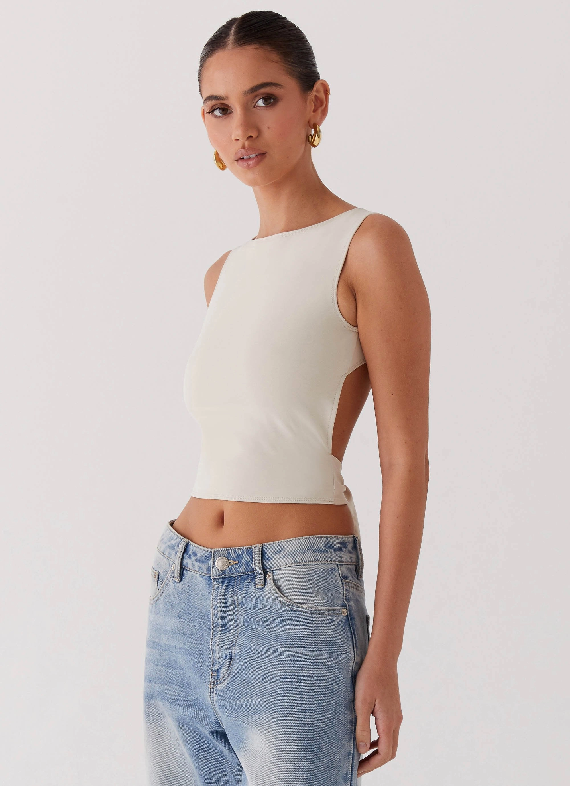 Saskie Crop Top - Ivory Sustainable Production Methods ColorfastMaterial