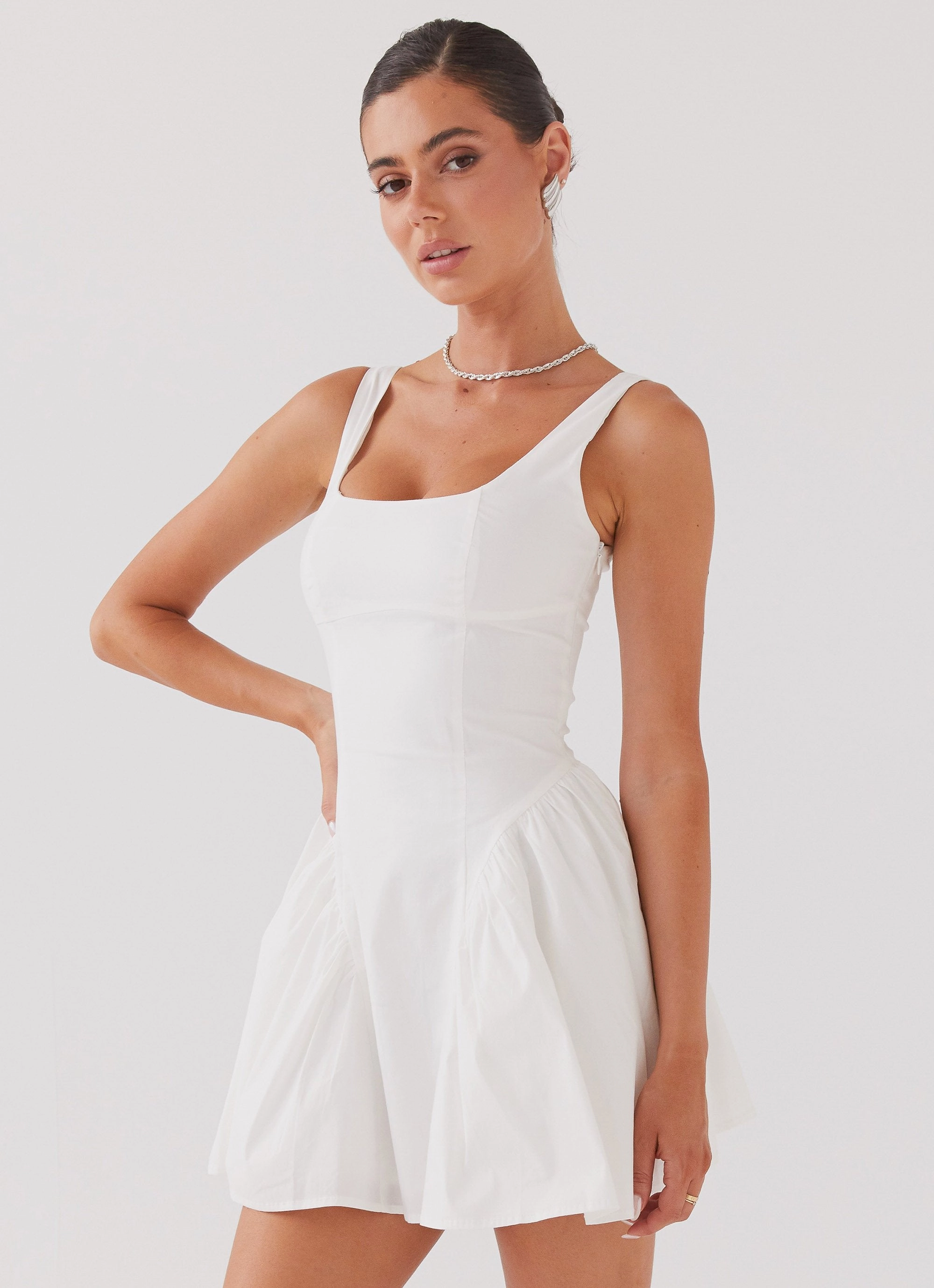 Sassy Soiree Corset Mini Dress - White everyday elegance