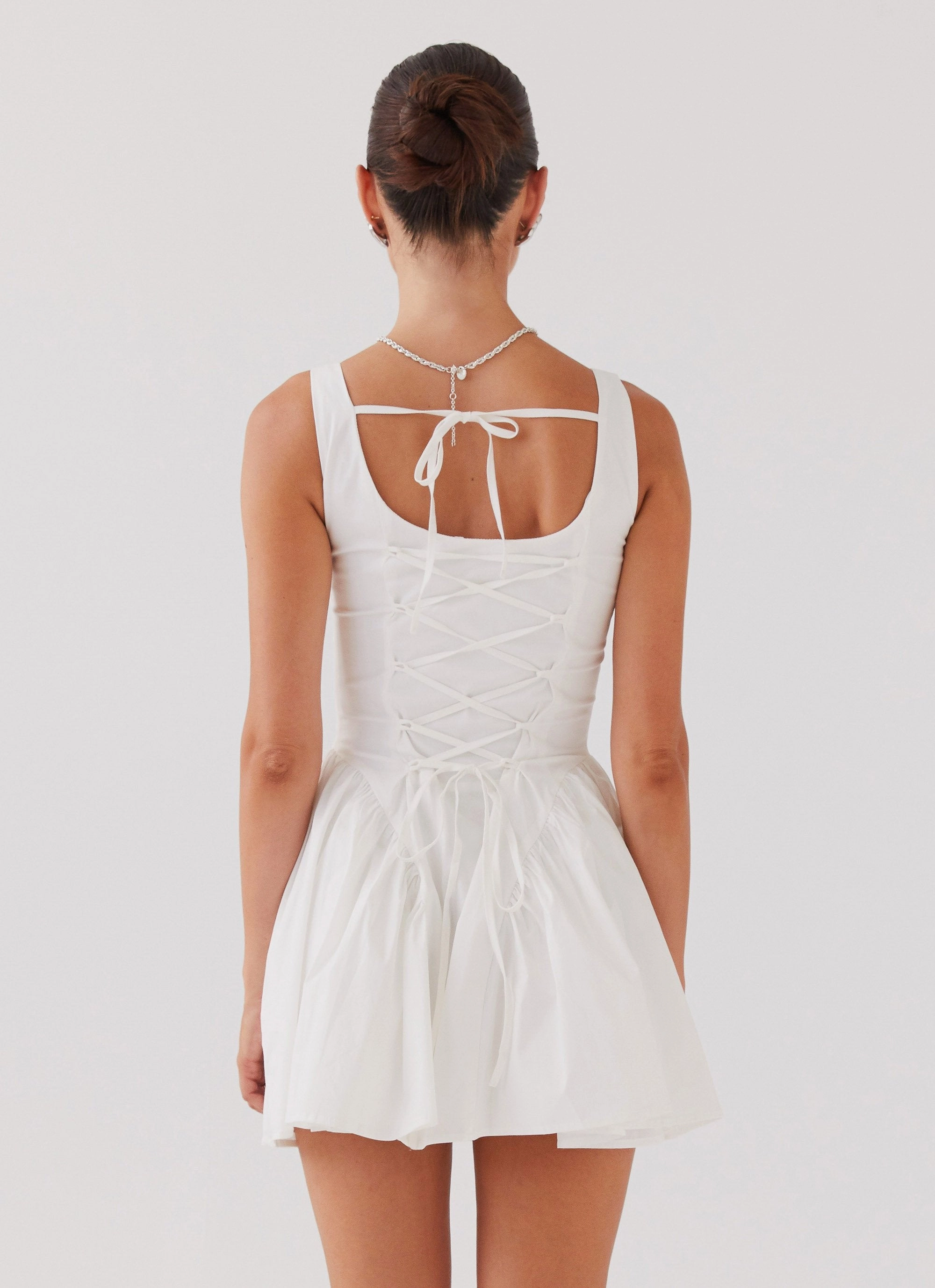 Sassy Soiree Corset Mini Dress - White Polished Motion