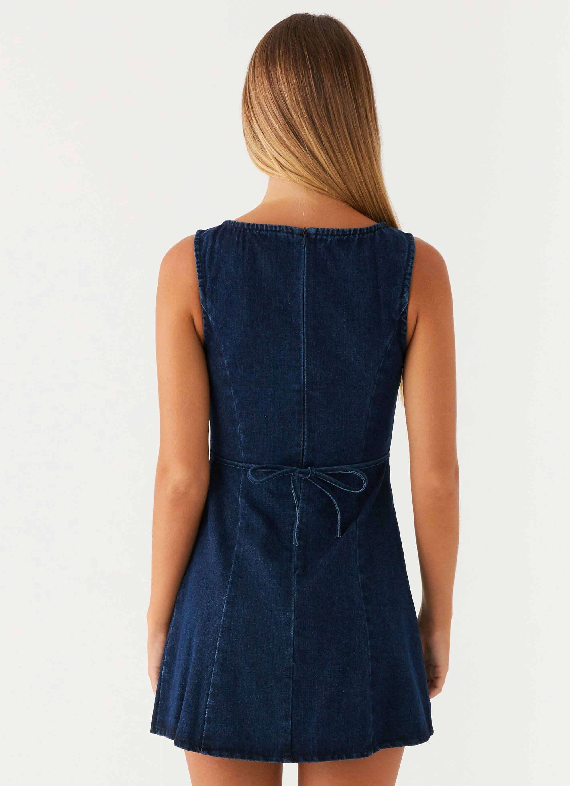 Comfy and Cozy Vibrant Form Rochelle Denim Mini Dress - Blue