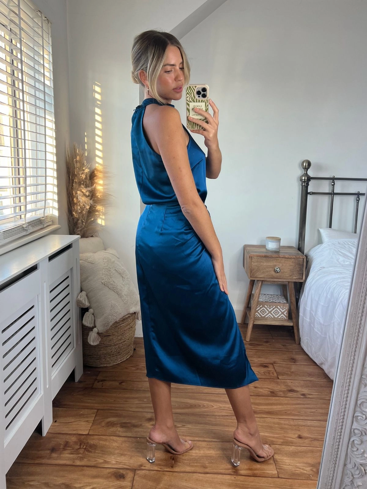 Tiered Layers Valencia High Waist Drape Skirt / Peacock Blue