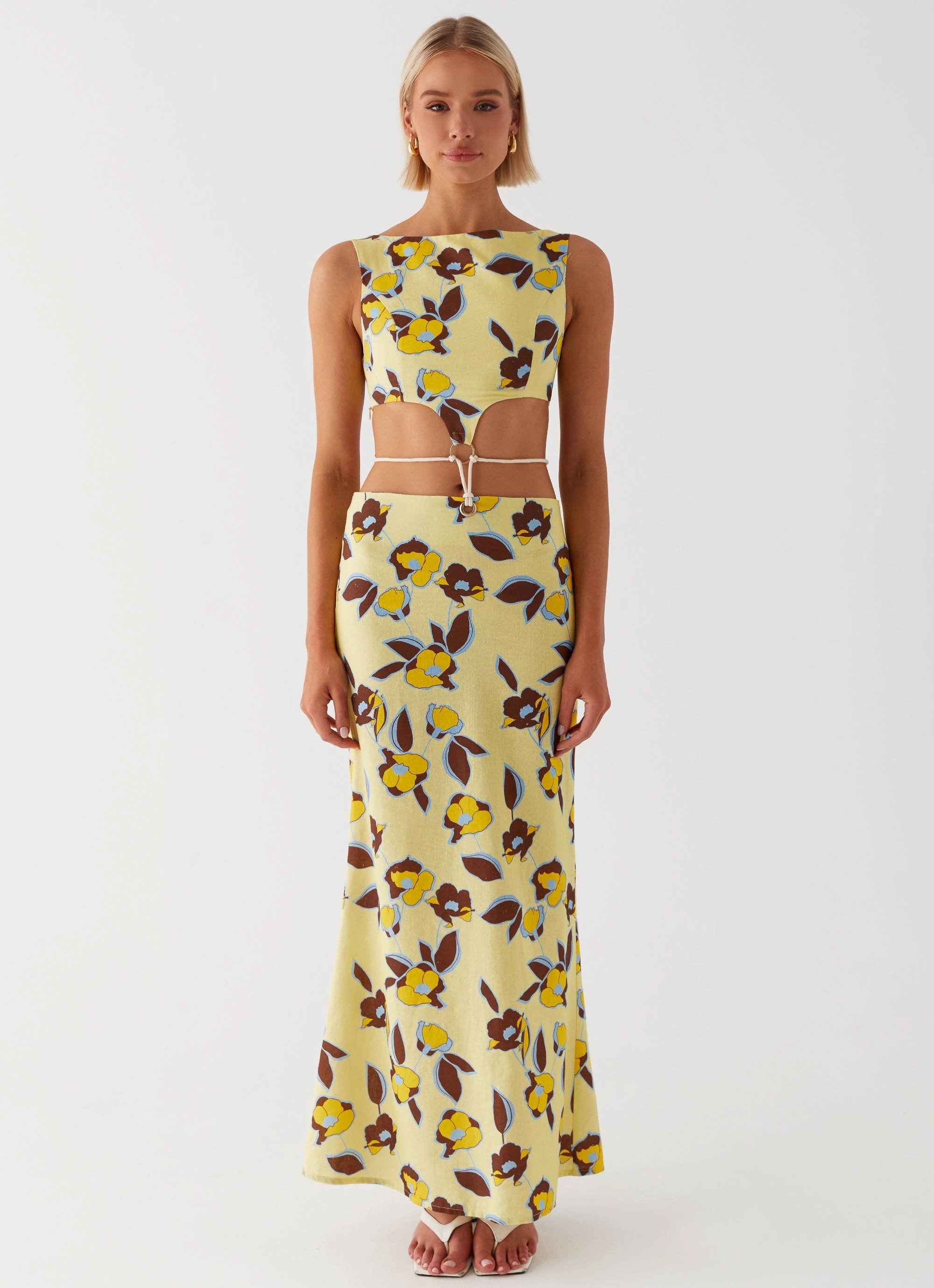Oversized-Fit Subtle design Taryn Cut Out Maxi Dress - Primrose