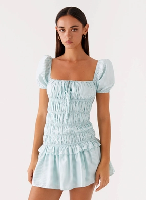 Yolene Mini Dress - Green Gingham Night Appeal knee-length