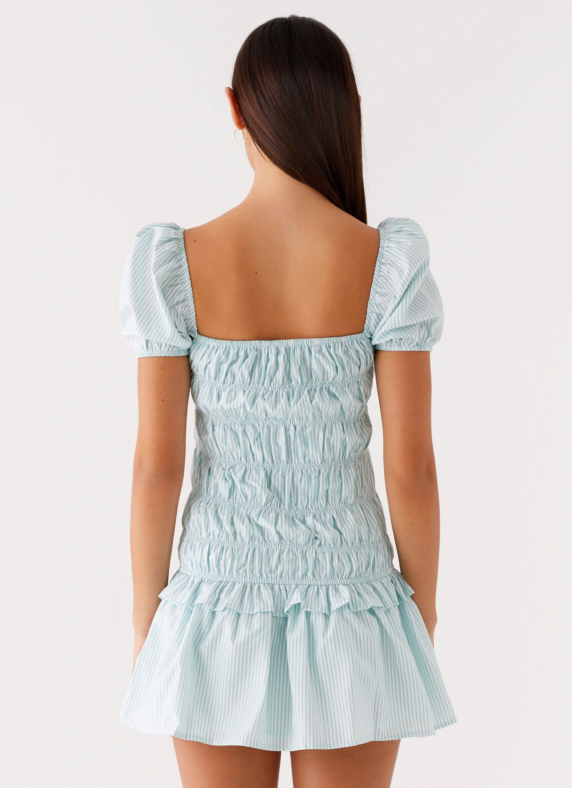 Yolene Mini Dress - Green Gingham Sleek Design Fit Silky Touch