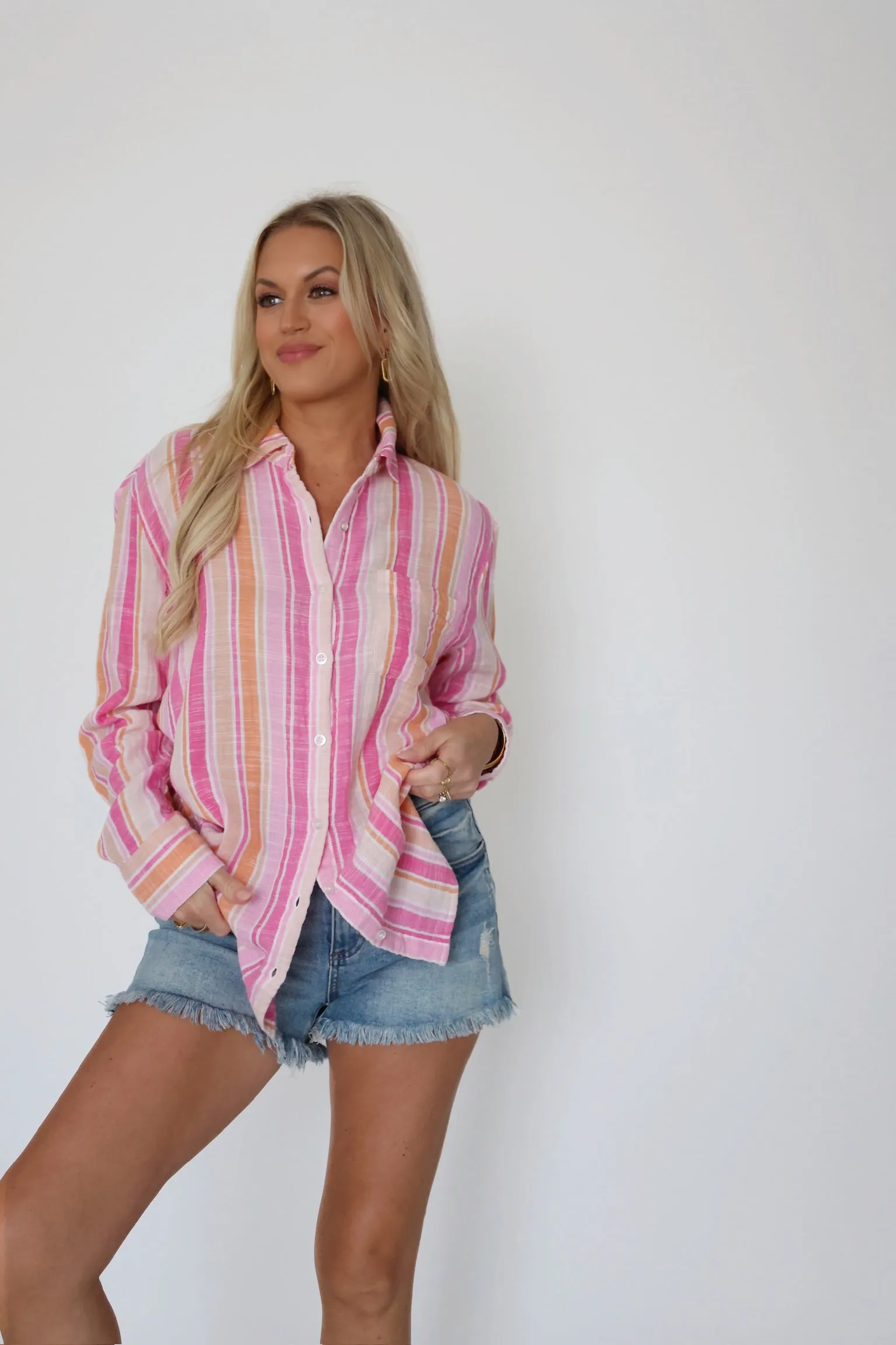 Printed Hoodie Saturdays Stripe Shirt - Multi (FINAL SALE)