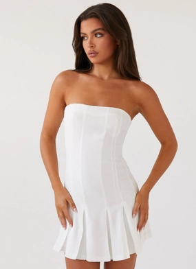 Saving Hearts Linen Mini Dress - White Body Confidence