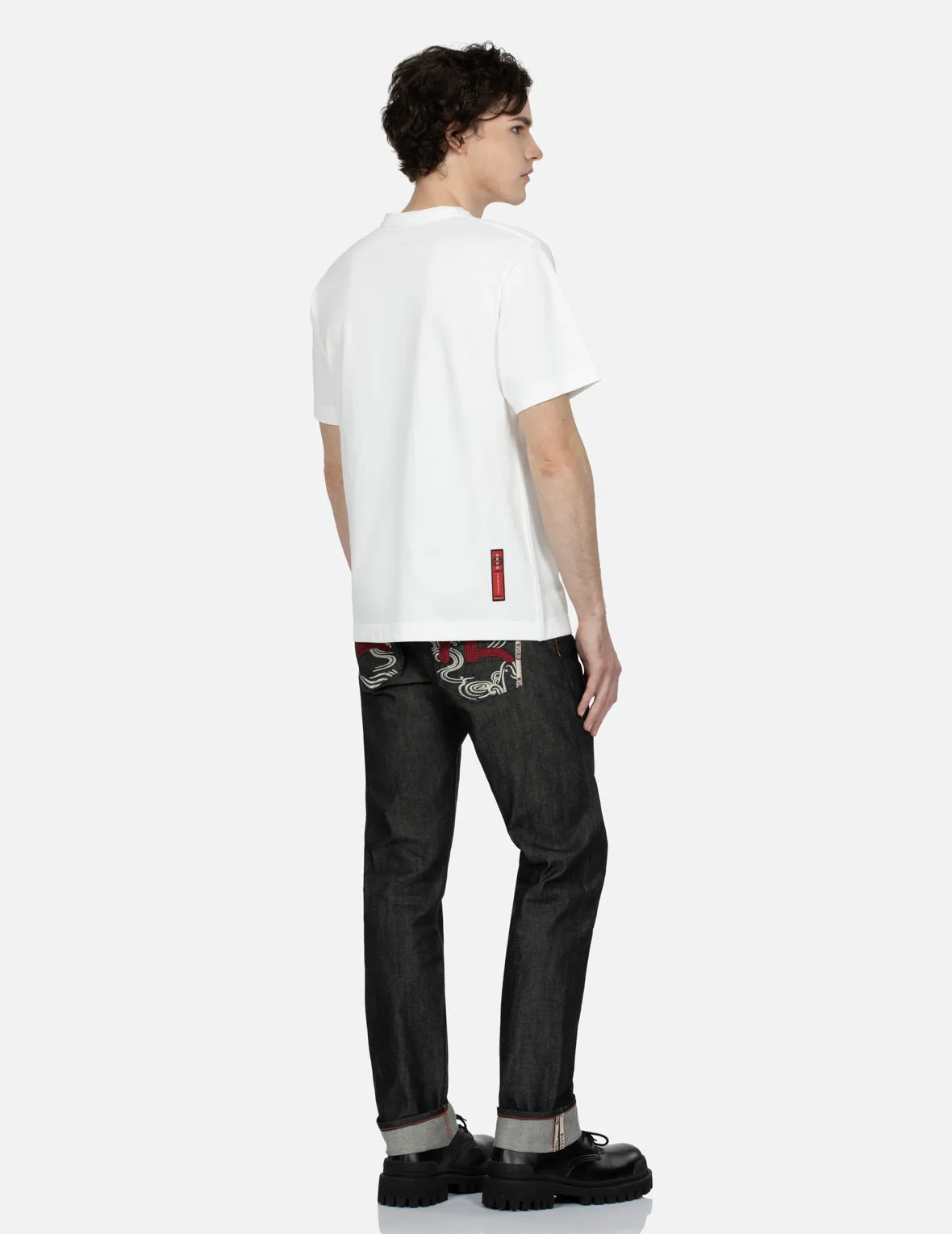 Seagull Textured Embroidery Slim Fit Jeans #2010