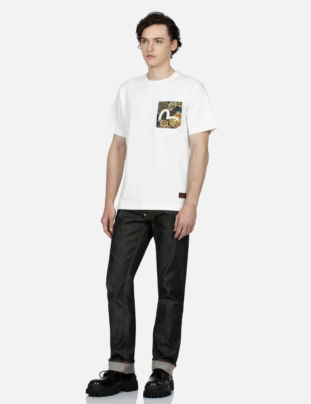 Seagull Textured Embroidery Slim Fit Jeans #2010