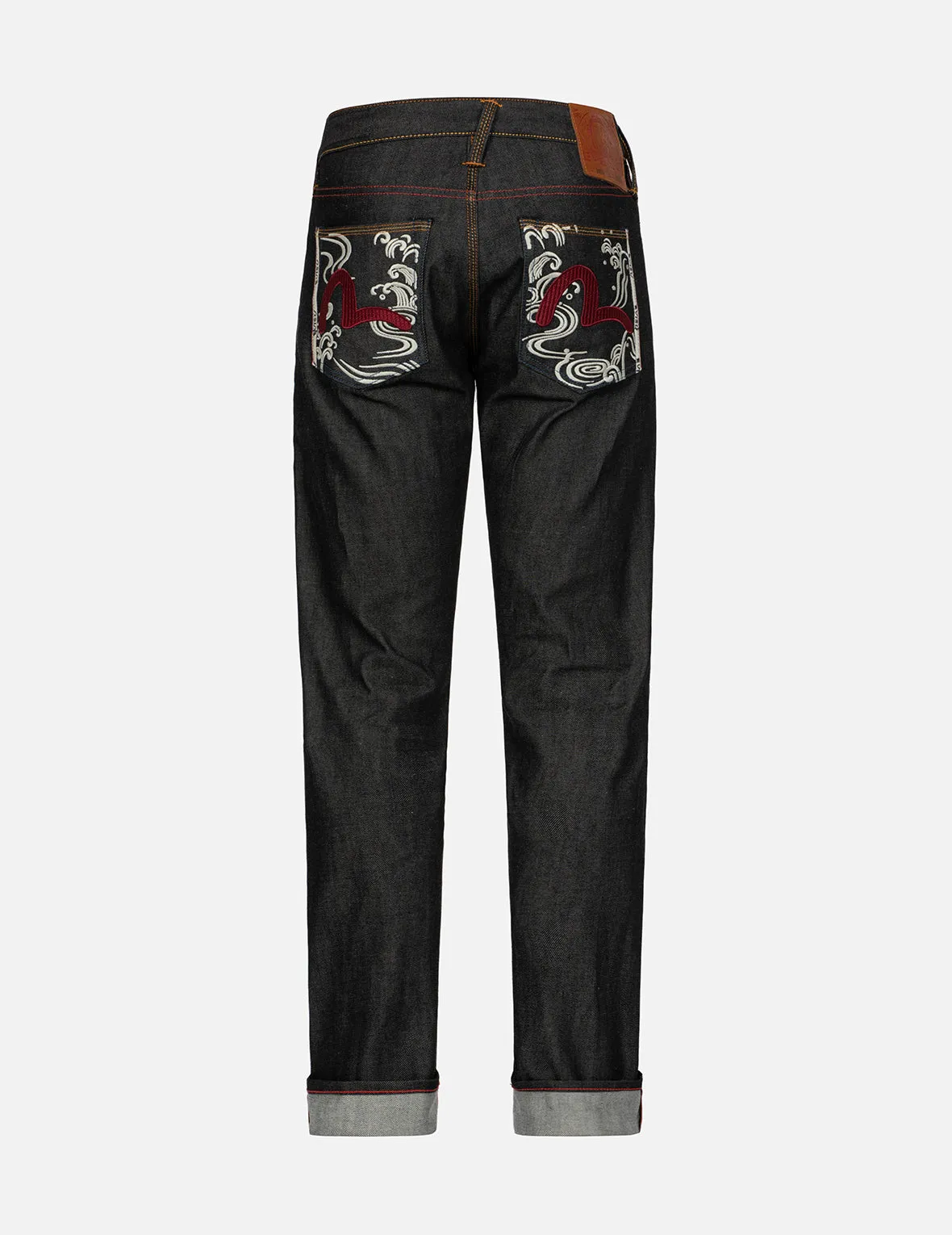 Seagull Textured Embroidery Slim Fit Jeans #2010