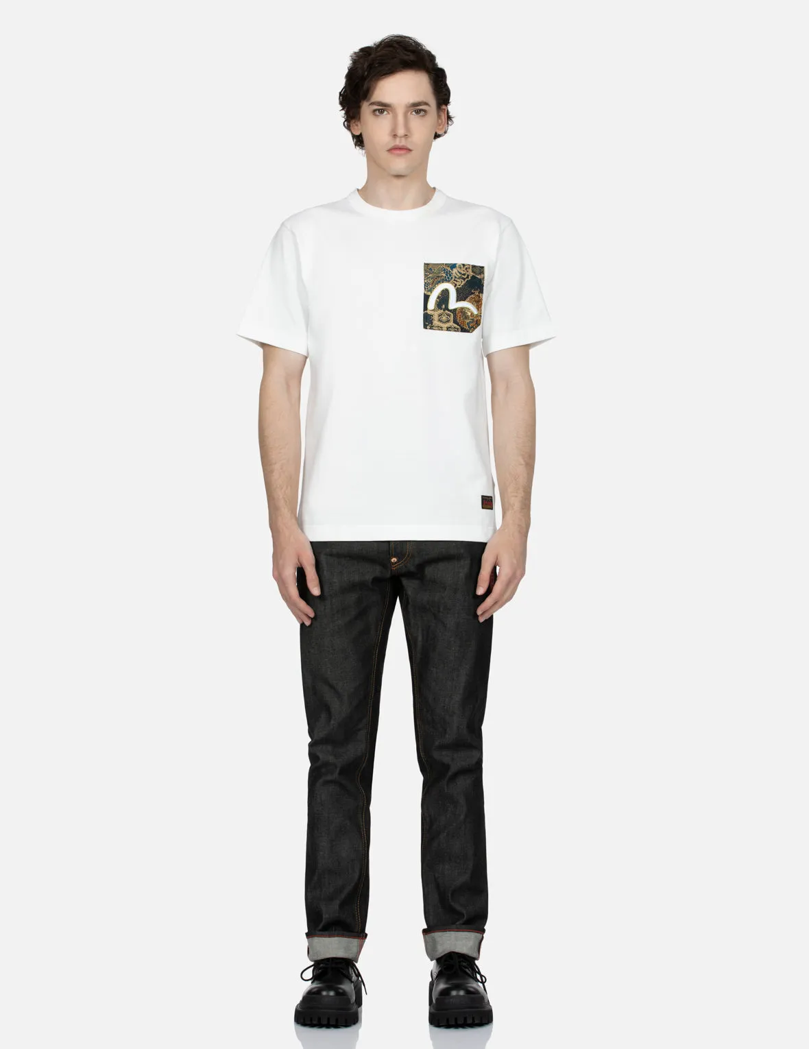 Seagull Textured Embroidery Slim Fit Jeans #2010
